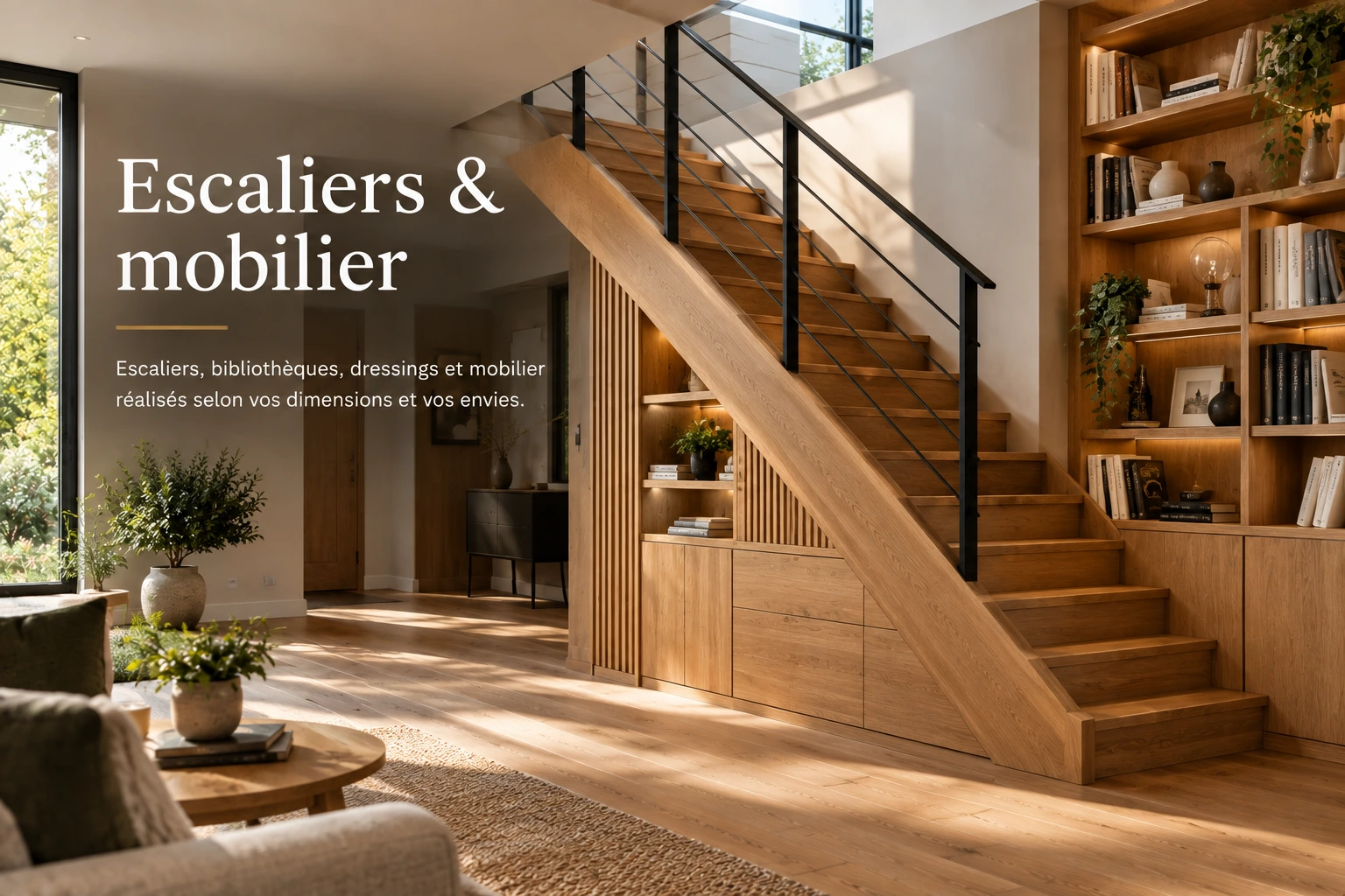 Escalier en bois sur mesure réalisé par un menuisier à Châteaugiron